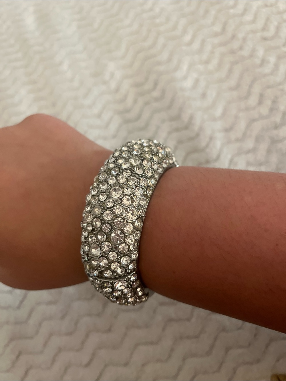 Crystal Pavé Silver Bangle Bracelet - Women's Jewelry